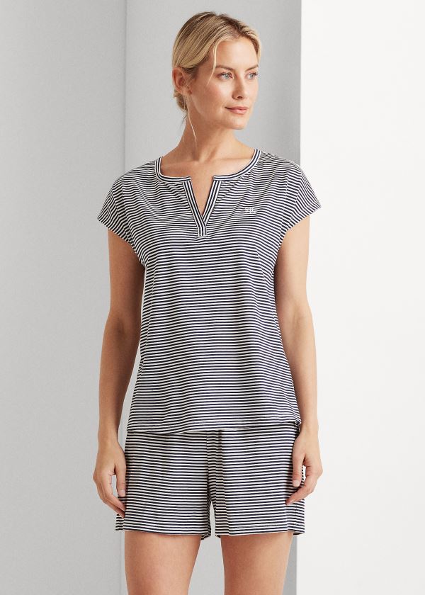 Women's Ralph Lauren Striped Cotton-Blend Pajama Sets | 187250LOZ